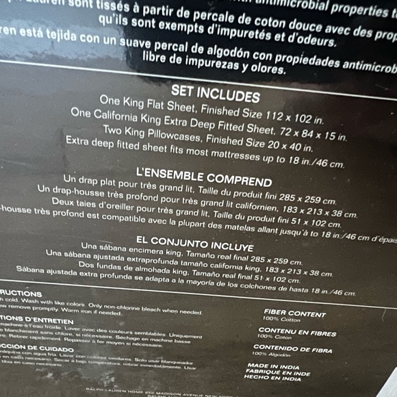 Ralph Lauren California King Sheet Set - Picture 8 of 8